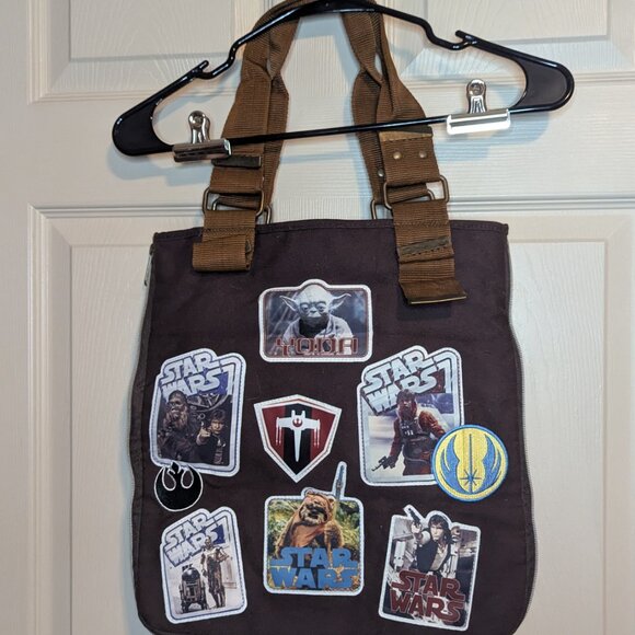 Disneyland Star Wars Brown Tote Bag w/ Patches - Picture 2 of 4